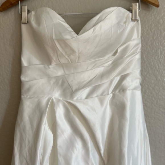 Lifetime of Love White Satin Strapless A-Line Gown - Picture 4 of 6